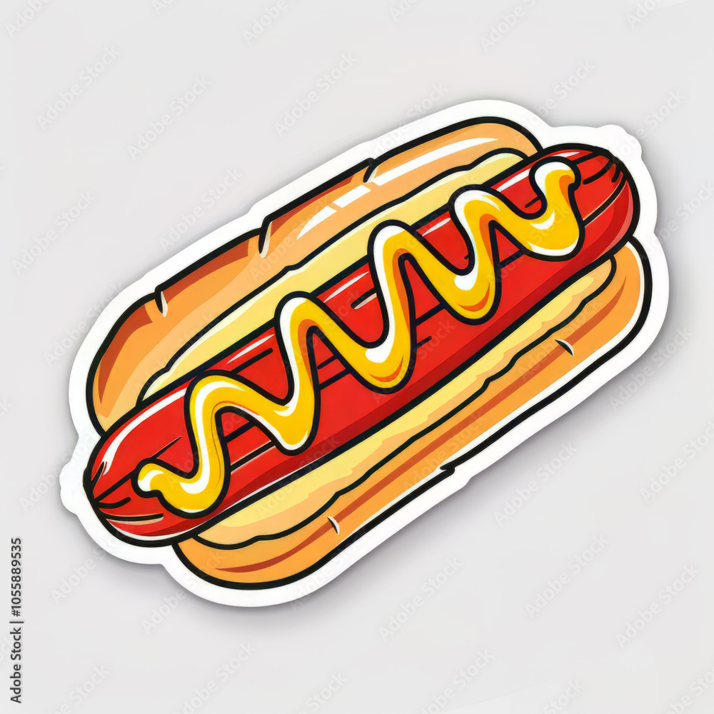 Cartoon hot dog, KENTOO Sticker, bar icon, industrial icon, decal, geometric edge, flat printing, Cartoon hot dog, KENTOO Sticker, bar icon, industrial icon, decal, geometric edge, flat printing,