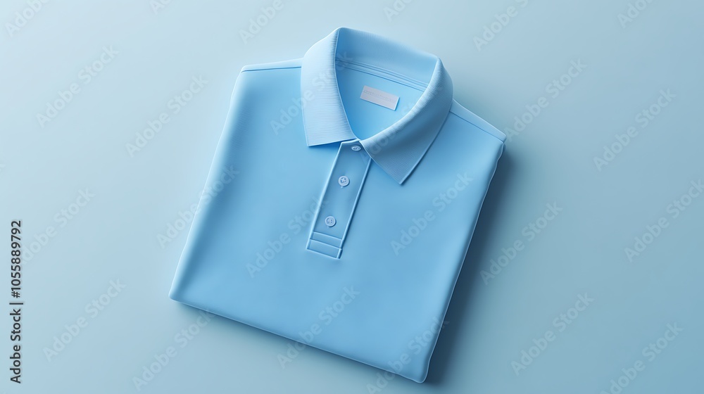 Polo shirt mockup folded neatly on a clean background, showing customizable front and collar Polo shirt mockup folded neatly on a clean background, showing customizable front and collar