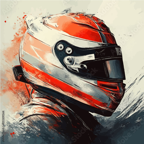 Artistic vector of a racing driver helmet, emphasizing speed, skill, and competitive spirit in racing.