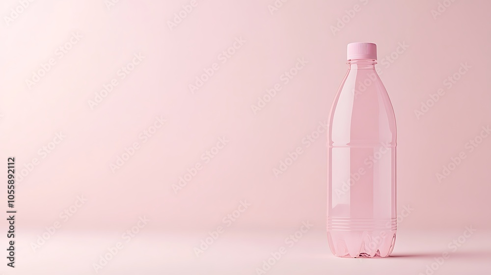 Mockup of a round plastic bottle with blank space for branding, placed on a soft pastel background Mockup of a round plastic bottle with blank space for branding, placed on a soft pastel background