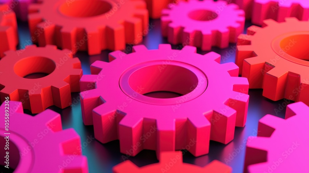 Motivated business mindset, gears of problem-solving, strategic approach, abstract composition, 3D illustration Motivated business mindset, gears of problem-solving, strategic approach, abstract composition, 3D illustration