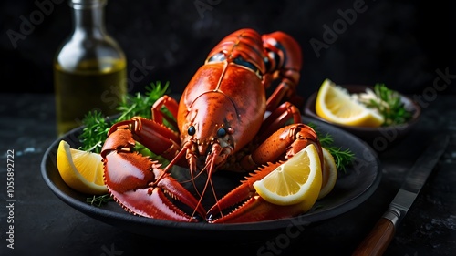 Beautiful Photography of a Chef's Dish with Turbo Fish on a White Marble Table and Vegetables. Christmas setting