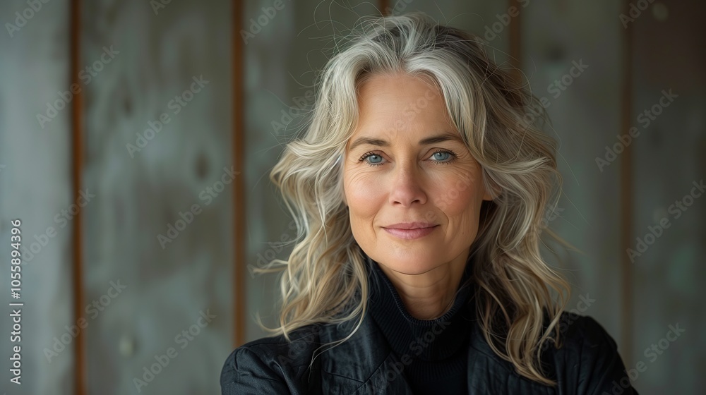 Fototapeta premium Compassionate Elderly Professional, an experienced woman exuding warmth and wisdom, embodying grace and understanding in her demeanor, a beacon of inspiration and kindness.