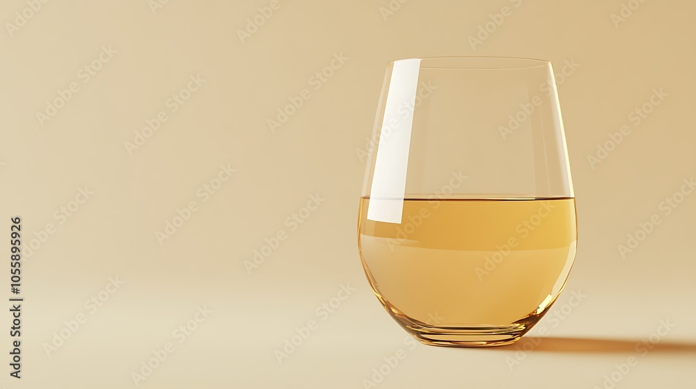 Close-up of a stemless wine glass mockup with a blank space for logo, set against a neutral background