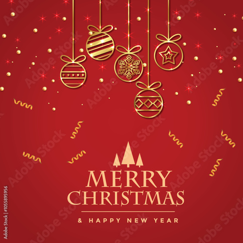 Merry Christmas Greeting Card, Poster, Banner Design Vector Illustration