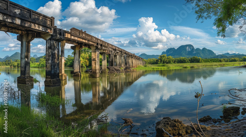 Pilai bridge, the old bridge at Phangnga, Thailand photo