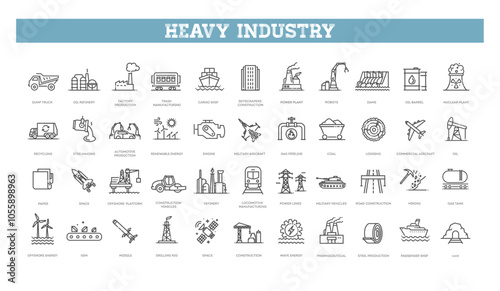 Heavy industry icons. Vector illustration