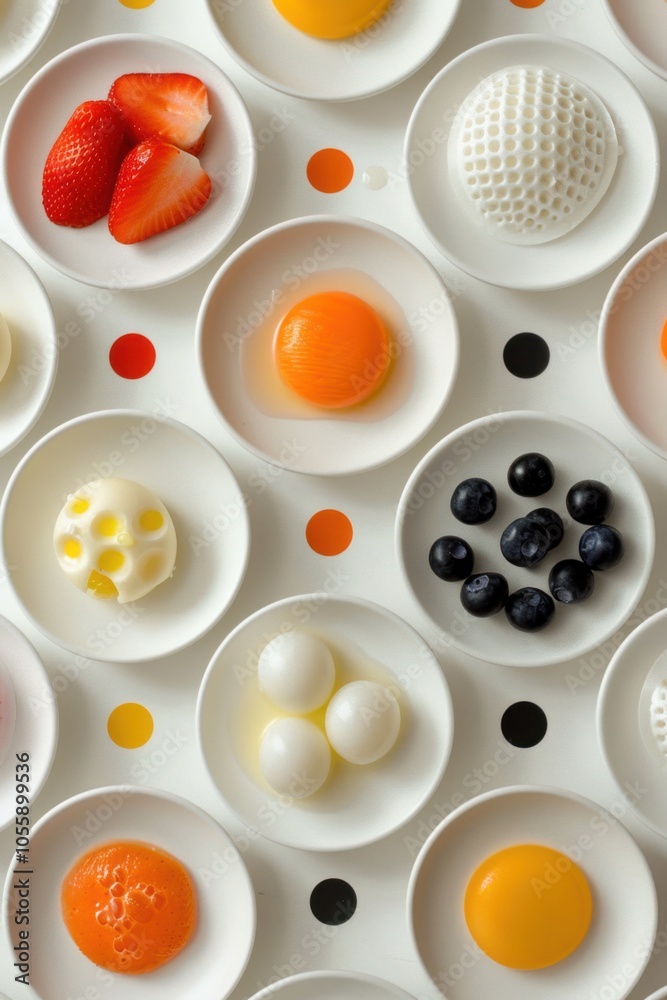 Creative minimalism in food presentation featuring vibrant fruits and textures on a plate Creative minimalism in food presentation featuring vibrant fruits and textures on a plate