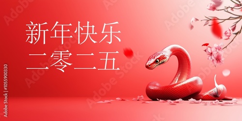 Earth  Snake Celebrating Chinese New Year 2025 With Lanterns and Festive Colors photo