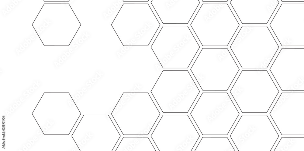 Vector geometric seamless texture symbol. Hexagon, bees hive cells pattern. Bee honey shapes. Abstract pattern with hexagonal white and gray technology line paper background.   Stylish grid texture. 
