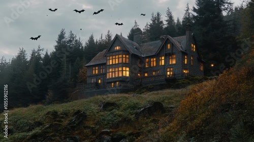 A Mysterious House on a Hillside in a Forest