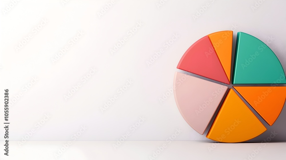 Fototapeta premium Colorful and Geometric 3D Data Visualization Displays Featuring Pie Charts Line Graphs