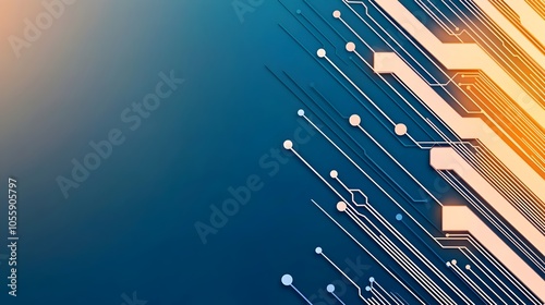 Wallpaper Mural Futuristic digital circuit board with intricate lines and dots on a blue technology background symbolizing the innovation and advancements in intelligence and high tech industries Torontodigital.ca