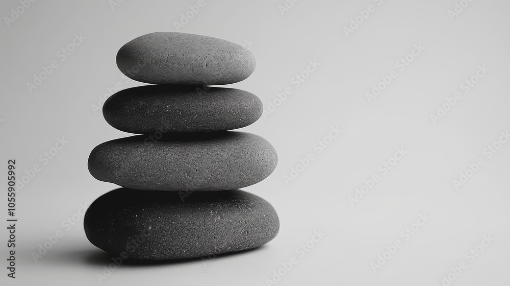 Smooth Stacked Stones on White Background Smooth Stacked Stones on White Background