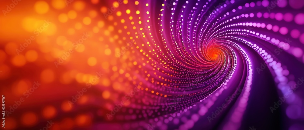 Colorful abstract swirl of dots in purple and orange hues. Colorful abstract swirl of dots in purple and orange hues.