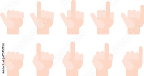flat vector number finger hand white hand