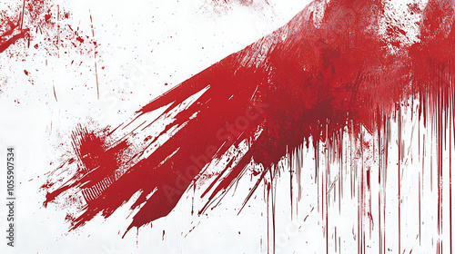 Abstract red paint splatter on white canvas photo