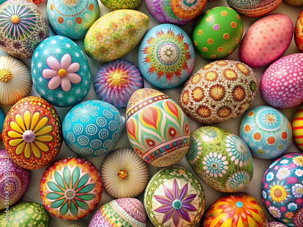 Pastel Easter Egg Patterns in High Dynamic Range for Spring Celebrations