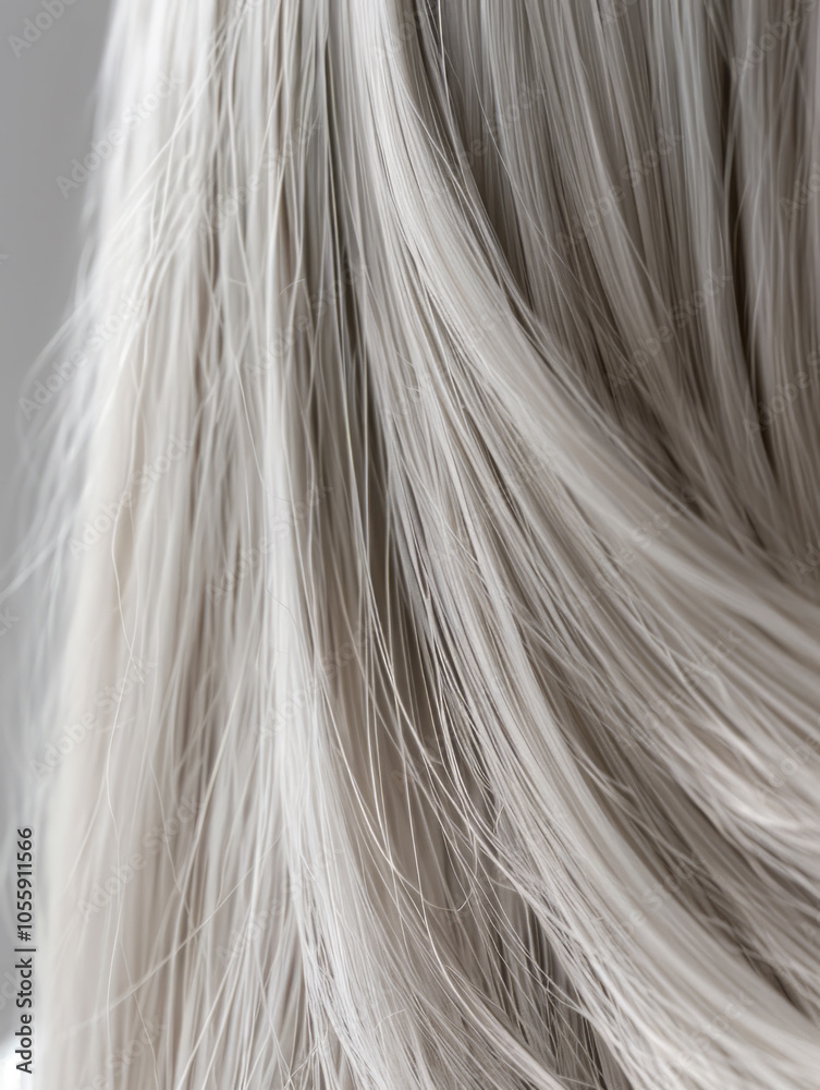 close up of hair, long straight blonde hair with highlights and silver accents,