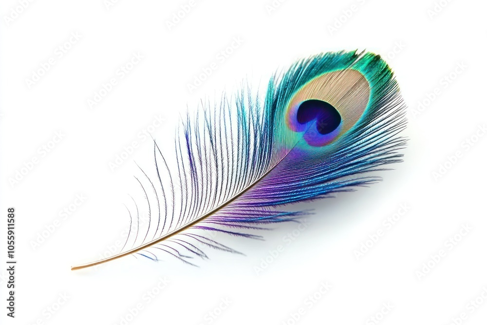 Obraz premium Colorful Feather with Vibrant Blue and Green Hues