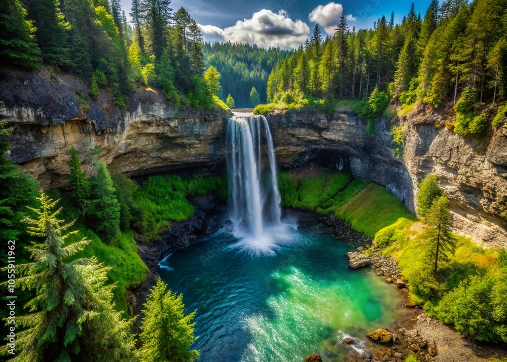Obraz premium Picturesque Brandywine Falls in British Columbia: A Scenic View from the Observation Deck