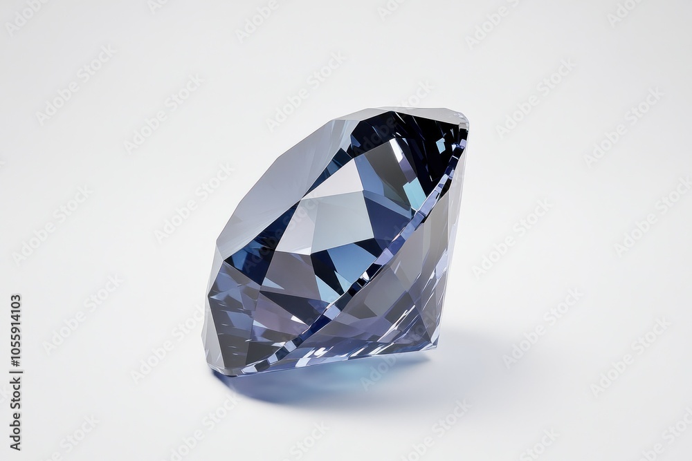 Glimmering Blue Crystal Gemstone on White Background Glimmering Blue Crystal Gemstone on White Background