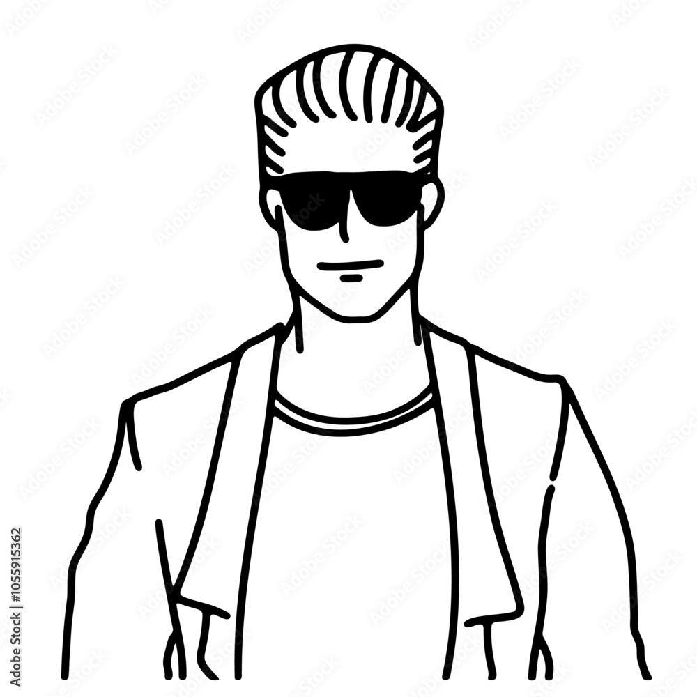 サングラスをかけた男性 線画 サングラスをかけた男性 線画