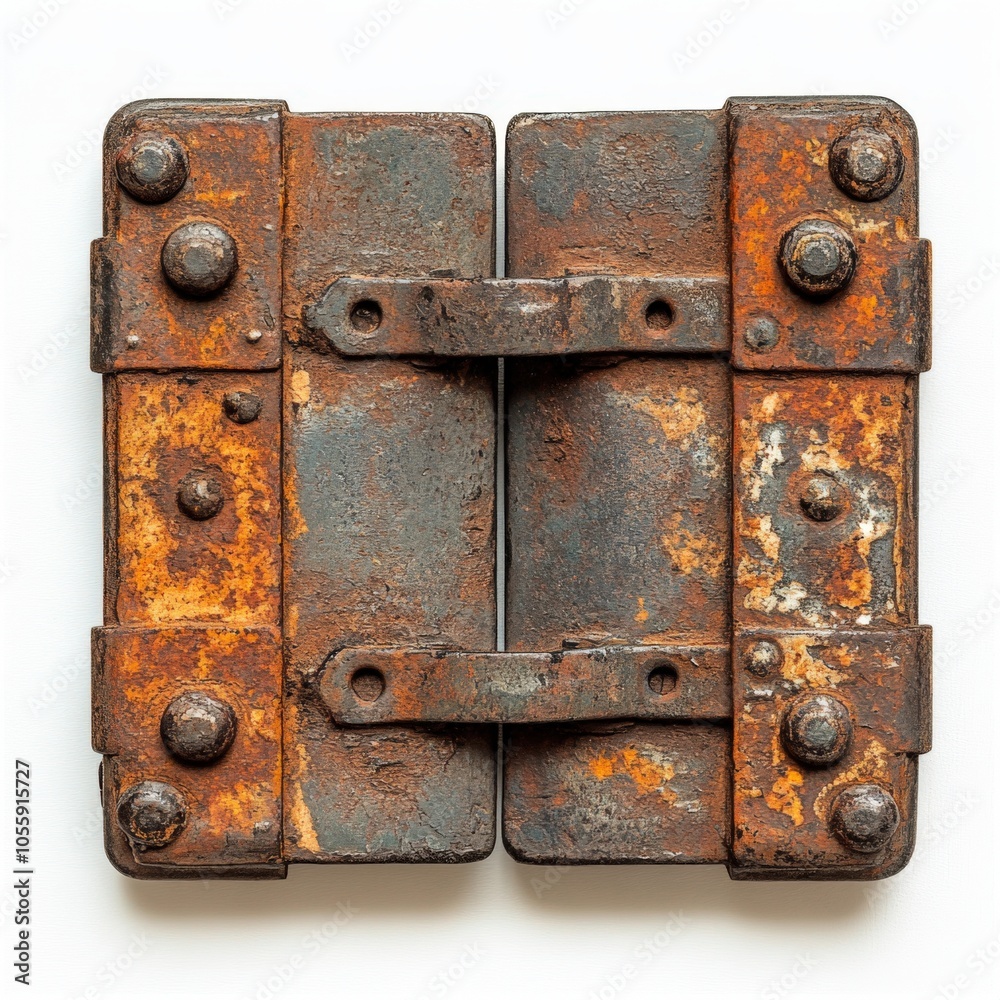 Rustic Iron Hinge With Weathered Patina Showcasing Rustic Industrial Appeal Rustic Iron Hinge With Weathered Patina Showcasing Rustic Industrial Appeal