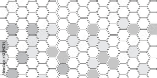 Vector geometric seamless texture symbol. Hexagon, bees hive cells pattern. Bee honey shapes. Abstract pattern with hexagonal white and gray technology line paper background.   Stylish grid texture. 
