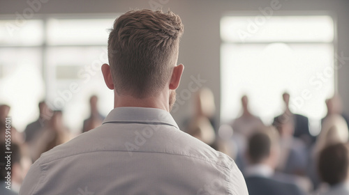 Leader Presenting to Team in Casual Setting for Motivational Meeting