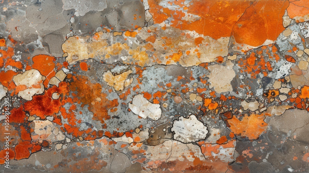 The image is a close up of a rock with orange and gray colors The image is a close up of a rock with orange and gray colors