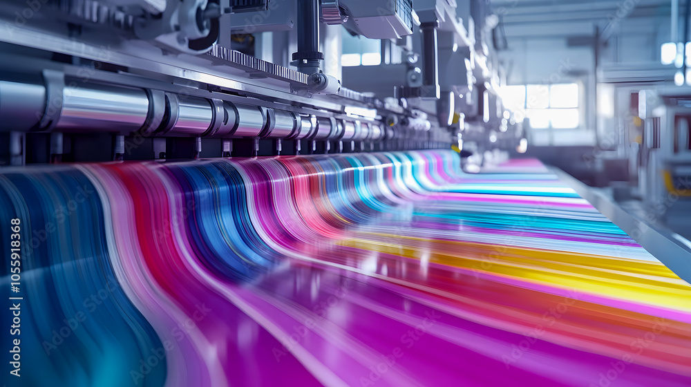 Vibrant Colors Flowing in Printing Process Vibrant Colors Flowing in Printing Process