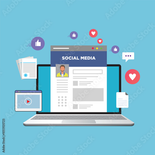 Social media, marketing strategy, digital vector concept
