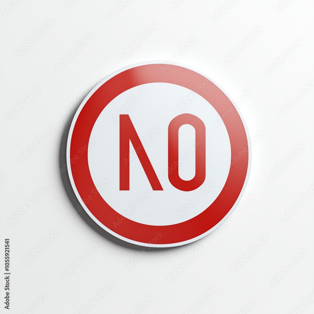 A circular sign featuring a bold red line and the word 'NO', representing prohibition or restriction in a modern design. A circular sign featuring a bold red line and the word 'NO', representing prohibition or restriction in a modern design.