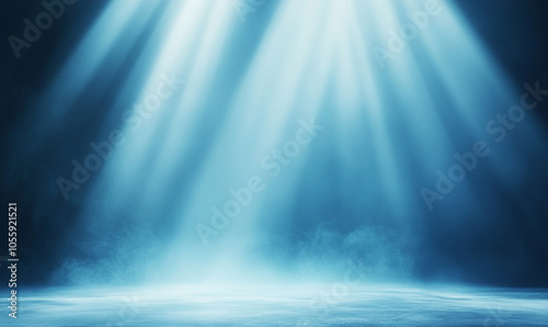  blue background illuminated by a spotlight, fog and haze