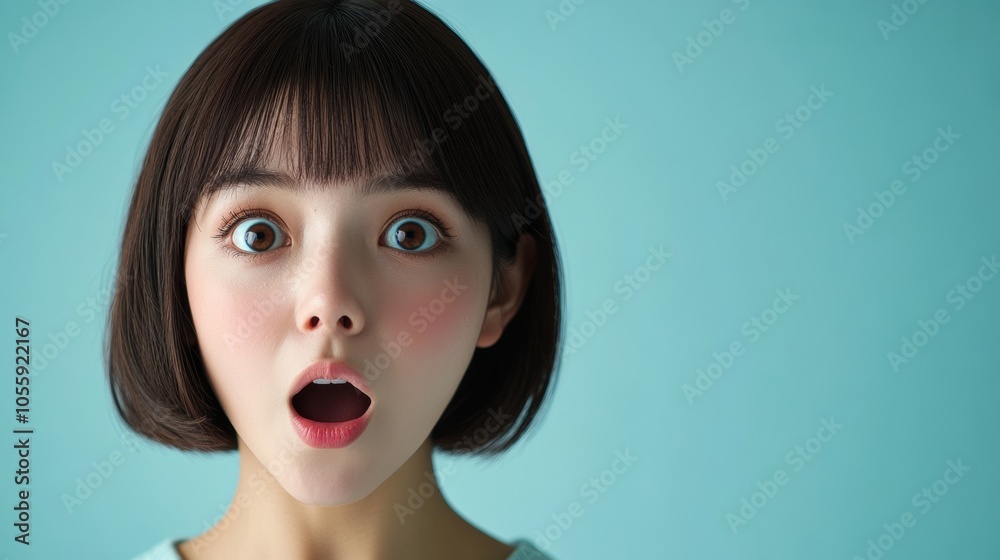 Woman with short brown hair and a surprised expression on her face. She is wearing a white shirt