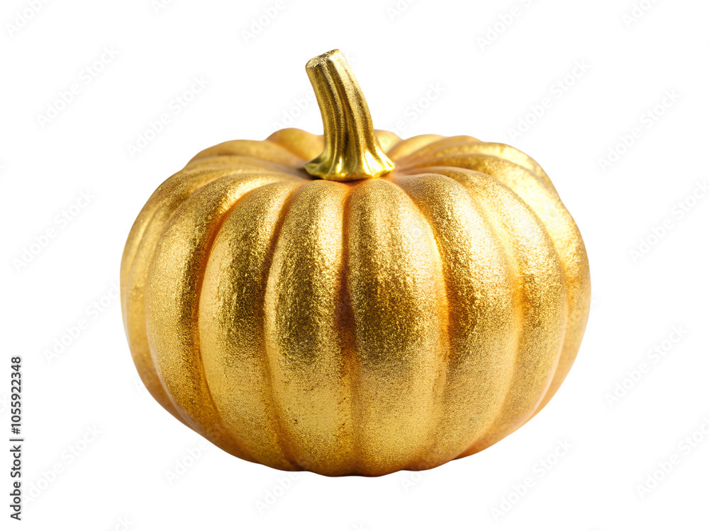 Golden Pumpkin decorative on transparent background, Png Element, Png Photo