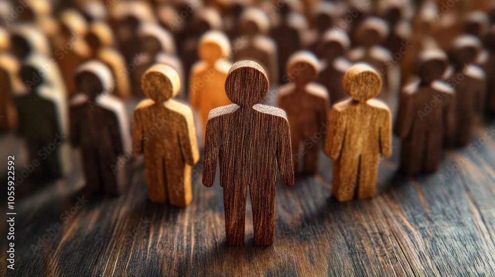 Obraz premium A conceptual photo of a human figure icon in a group of divers people standing out, symbolizing recruitment or talent selection