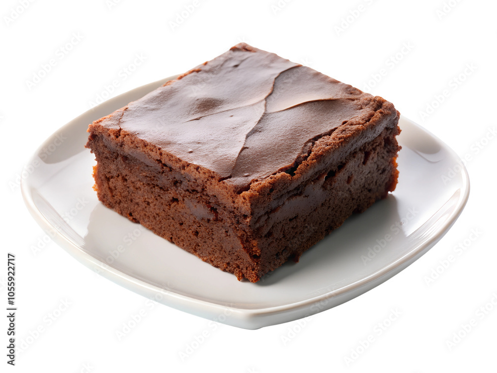 Brownie piece on white ceramic plate on transparent background, Png Element, Png Photo Brownie piece on white ceramic plate on transparent background, Png Element, Png Photo
