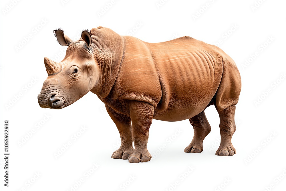 A detailed model of a rhinoceros showcasing its unique shape and texture, perfect for educational and artistic purposes.