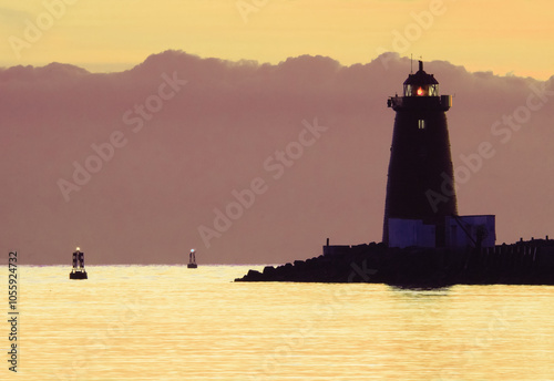 Photography pool beg lighthouse in dublin at sunrise