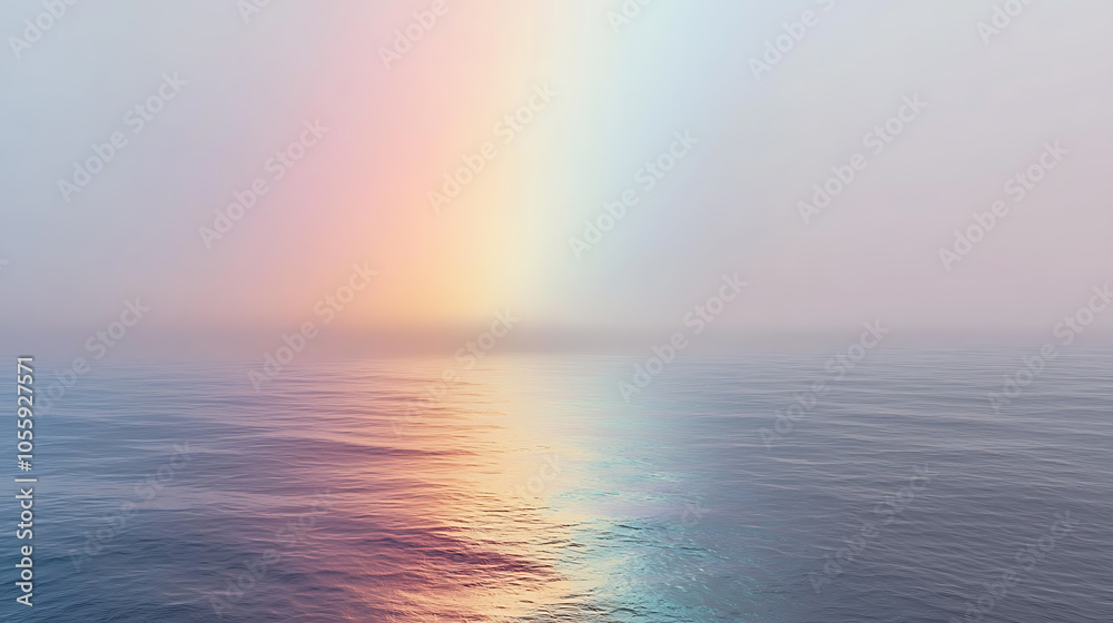 Fototapeta premium Serene ocean view with a subtle rainbow reflection
