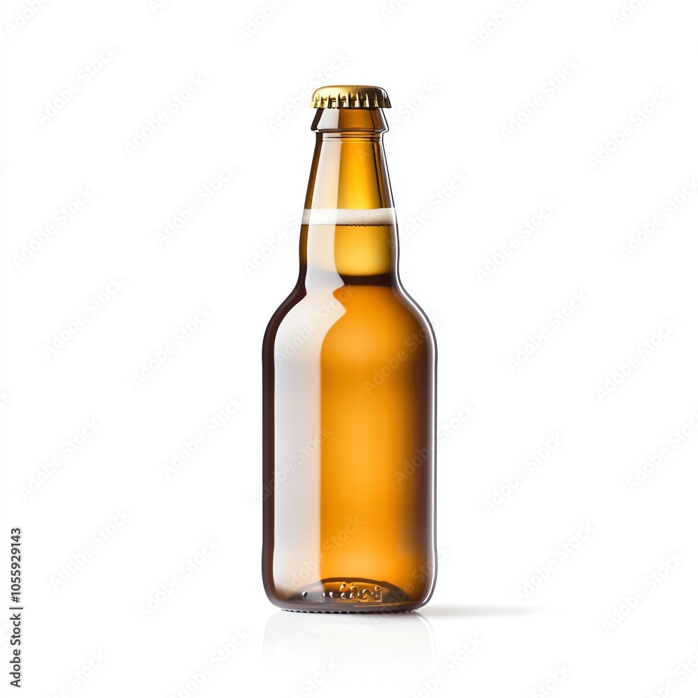 A refreshing amber beer bottle isolated on white background, perfect for beverage promotions and product displays. A refreshing amber beer bottle isolated on white background, perfect for beverage promotions and product displays.