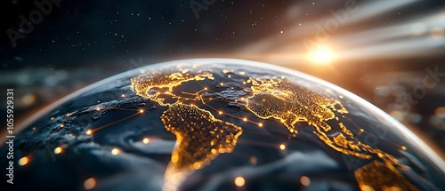 Holographic display showcasing a secure global network with glowing data streams protected by real time encryption highlighting the future of digital security and international communication