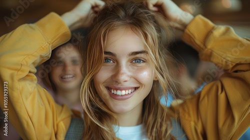 Feeling exciting and cheerful. Young female and male classmates celebrating that they passed exams