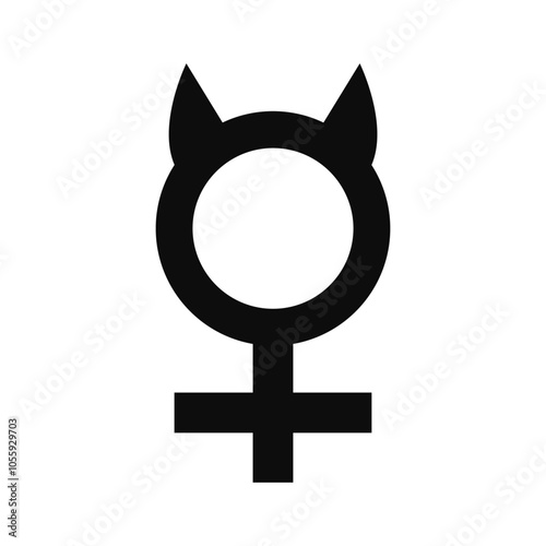 Planet Mercury astrological symbol vector flat style icon - Space magical tattoo sign isolated on white background