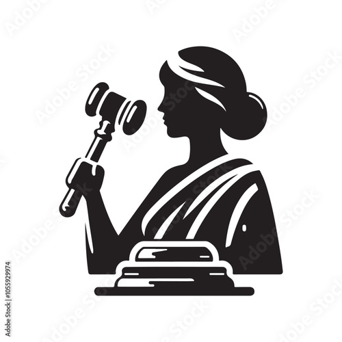 The Hammer of the Court Silhouette Vector | Scales of Justice Clipart for Legal Designs