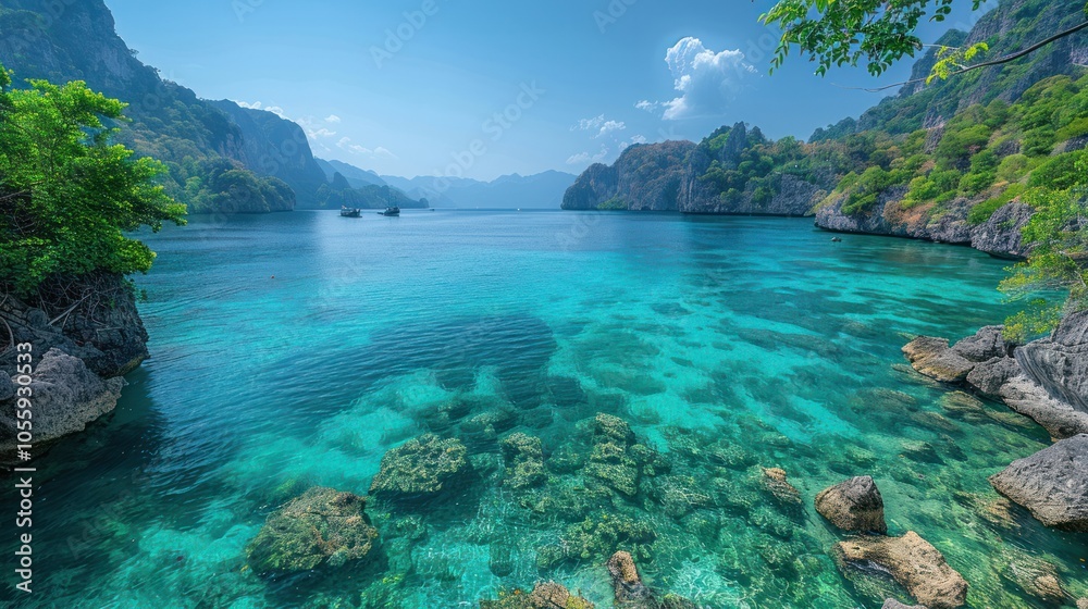 High angle view of crystal clear sea water in Asia High angle view of crystal clear sea water in Asia