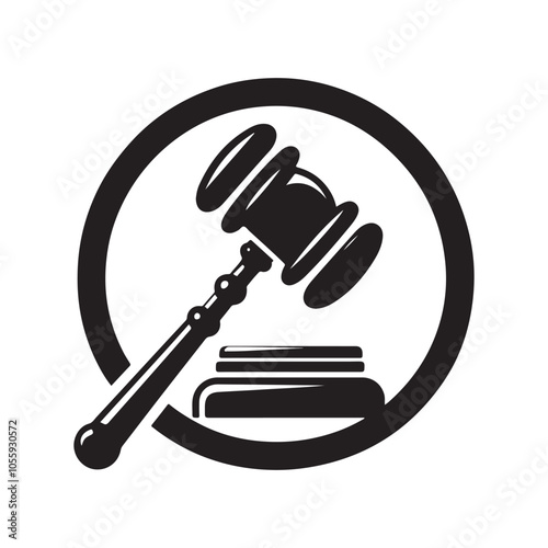 The Hammer of the Court Silhouette Vector | Scales of Justice Clipart for Legal Designs