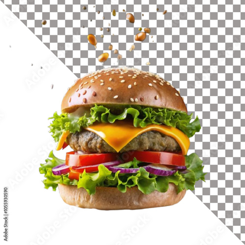 Burger isolated on a white background.